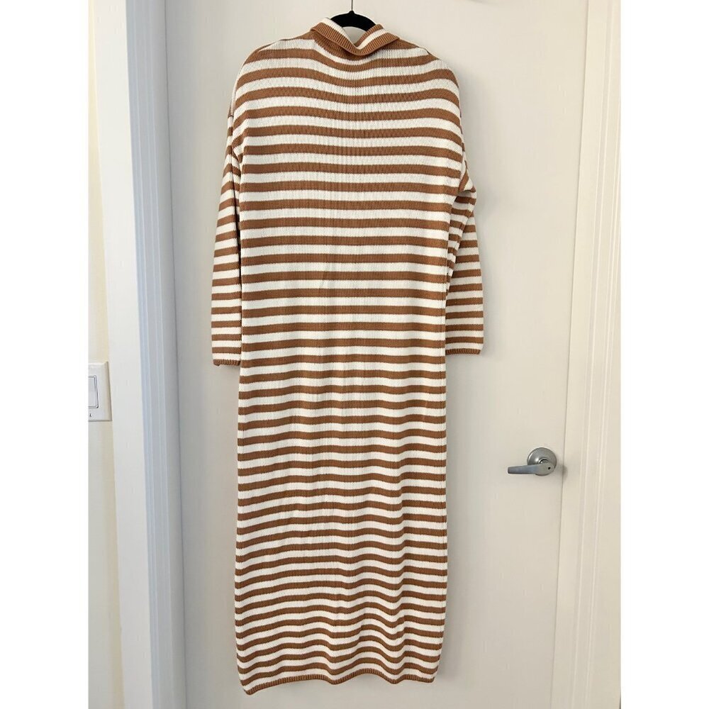 525 America Raya Stripe Polo Knit Sweater Dress in Walnut Multi Size M LIKE NEW - Picture 4 of 9